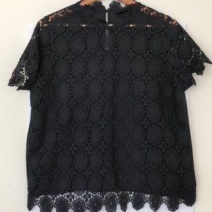 WhoWhatWear Black Lace Mockneck Blouse